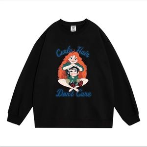 Fleece lined sweatshirt ‘curly hair don’t care’